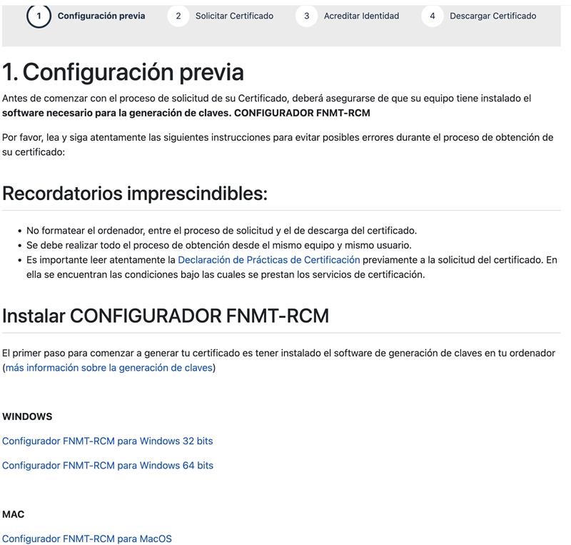 configuración previa