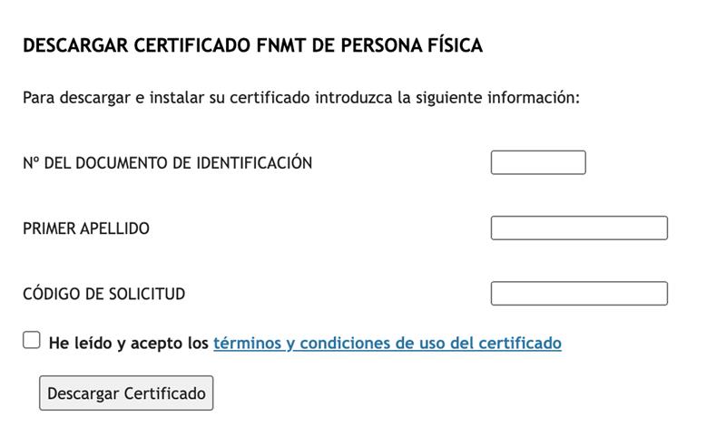 formulario descarga certificado