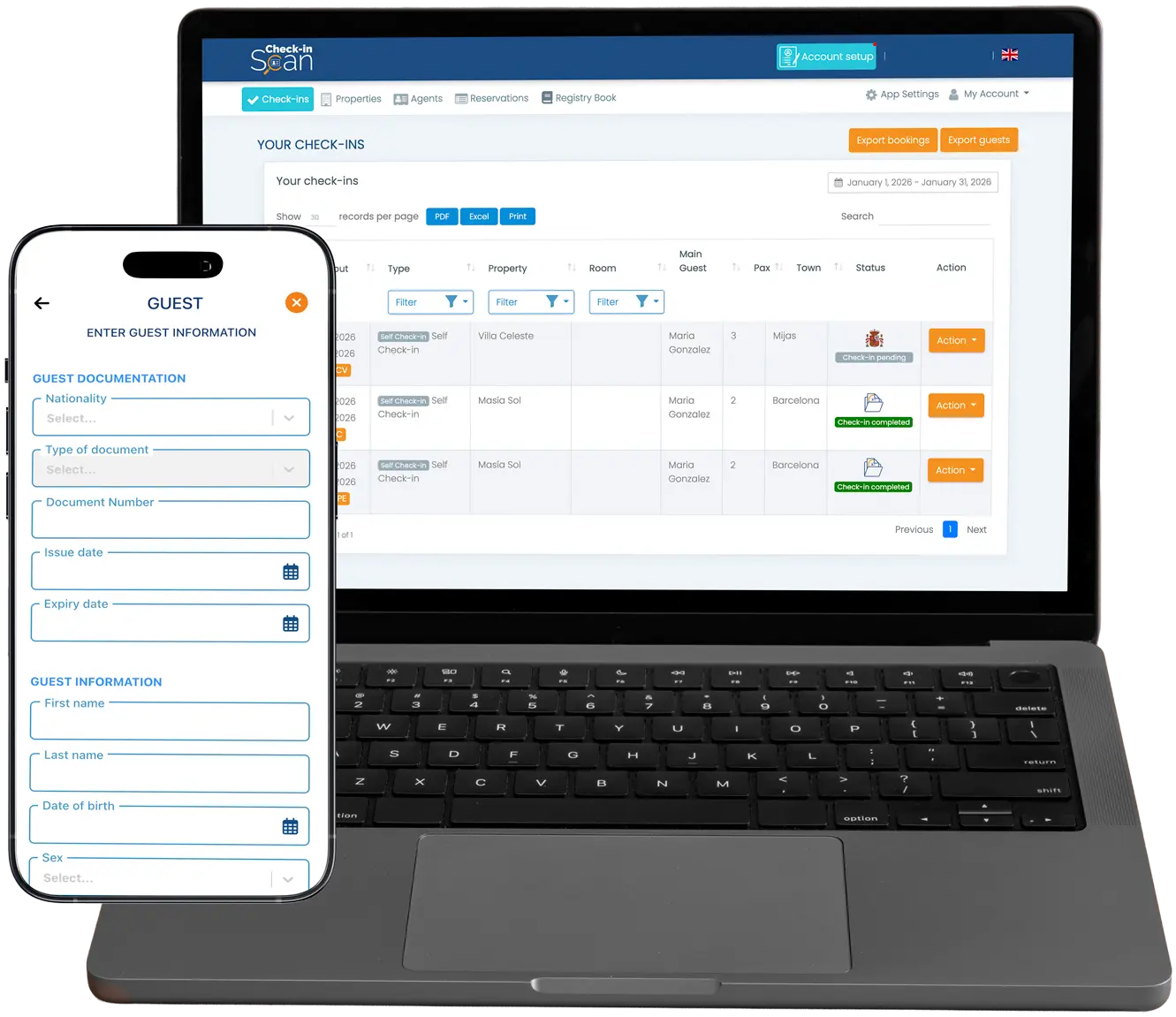 Check-in Scan Control Panel