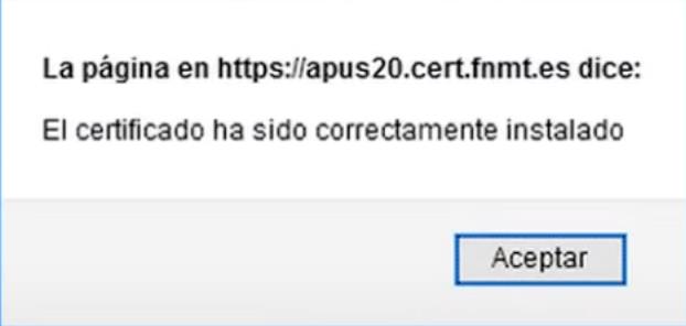 mensaje exito descarga certificado digital