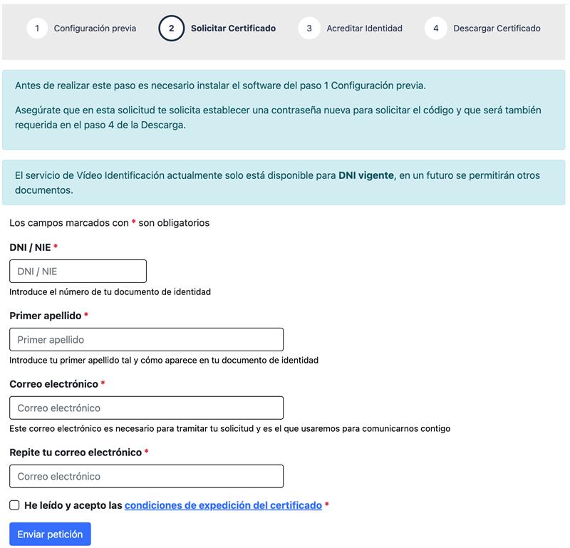 solicitud del certificado